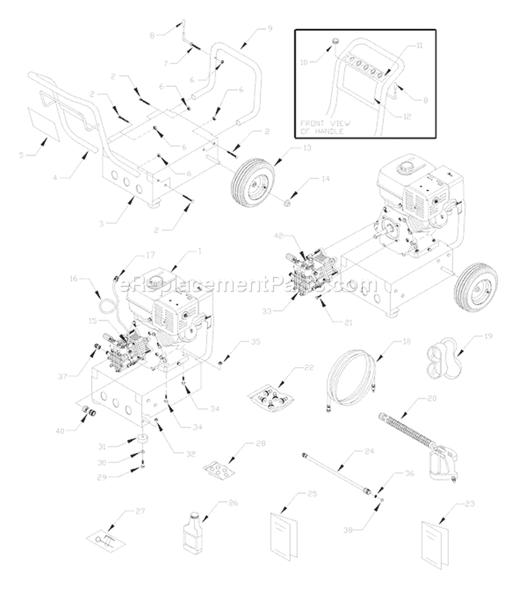 Page B Diagram and Parts List for 1418-0  Briggs and Stratton Pressure Washer